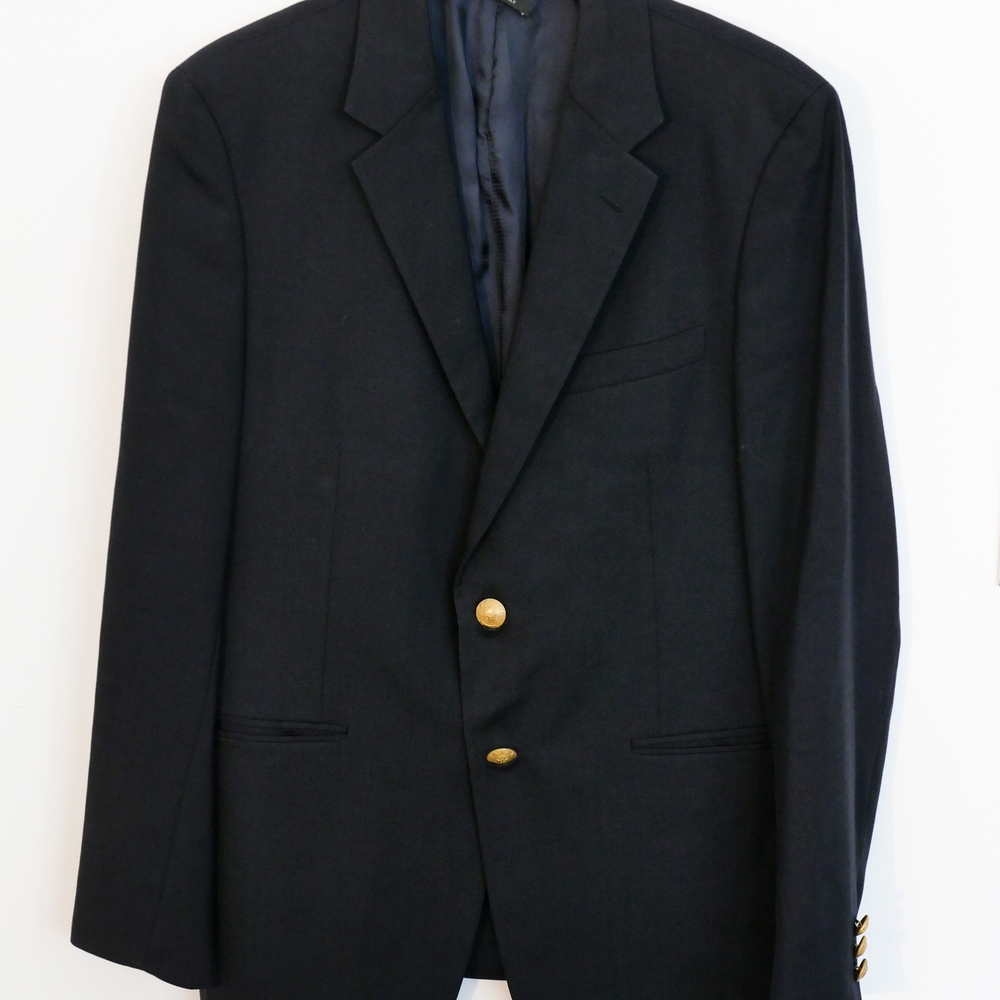 Prada Navy Wool Blazer with Gold Buttons